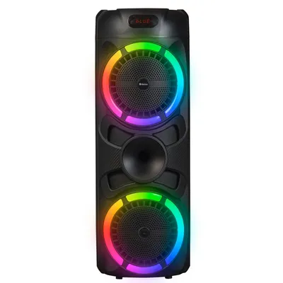 Denver BPS-459 Bluetooth-Lautsprecher (2x200W · 2x 8 Zoll Woofer · RGB LED Ring · Wireless Mikrofon)