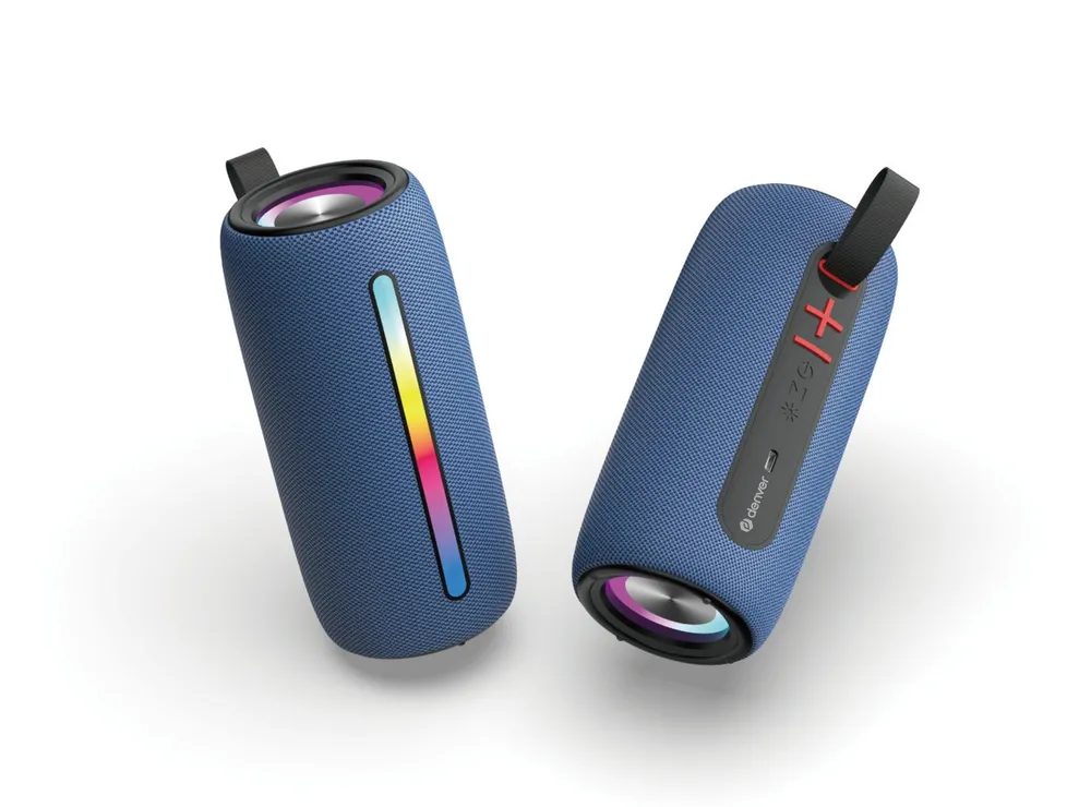 Denver BTL-360BU Bluetooth-Speaker Stereo (2 Lautsprecher) (10 W, RGB- Lichtfunktion, TWS-Funktion, Freisprecheinrichtung)