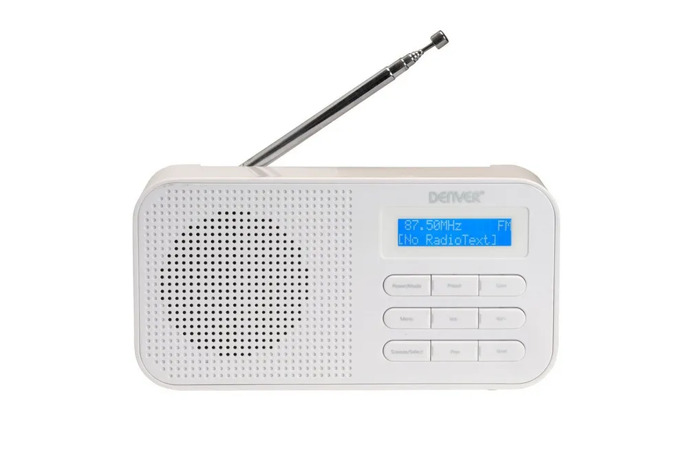 Denver DAB-42W Digitalradio (DAB) (DAB+, FM, 10 Presets, Dual-Wecker, Snooze, Teleskopantenne, 1 W, Kompakt, Dual-Alarm, DAB+/FM)