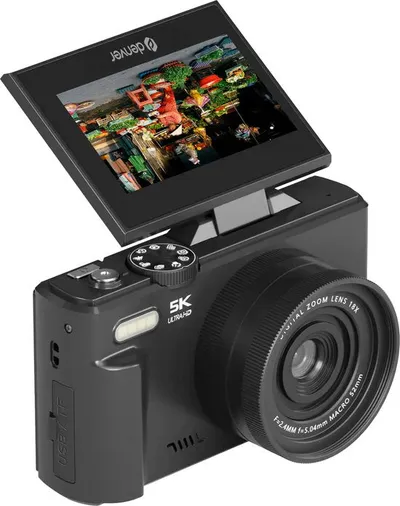 Denver Digitalkamera – Full HD 5K – 75 MP – Vlog-Kamera – WLAN-Verbindung – Foto & Video – Fotokamera – DWC8475B