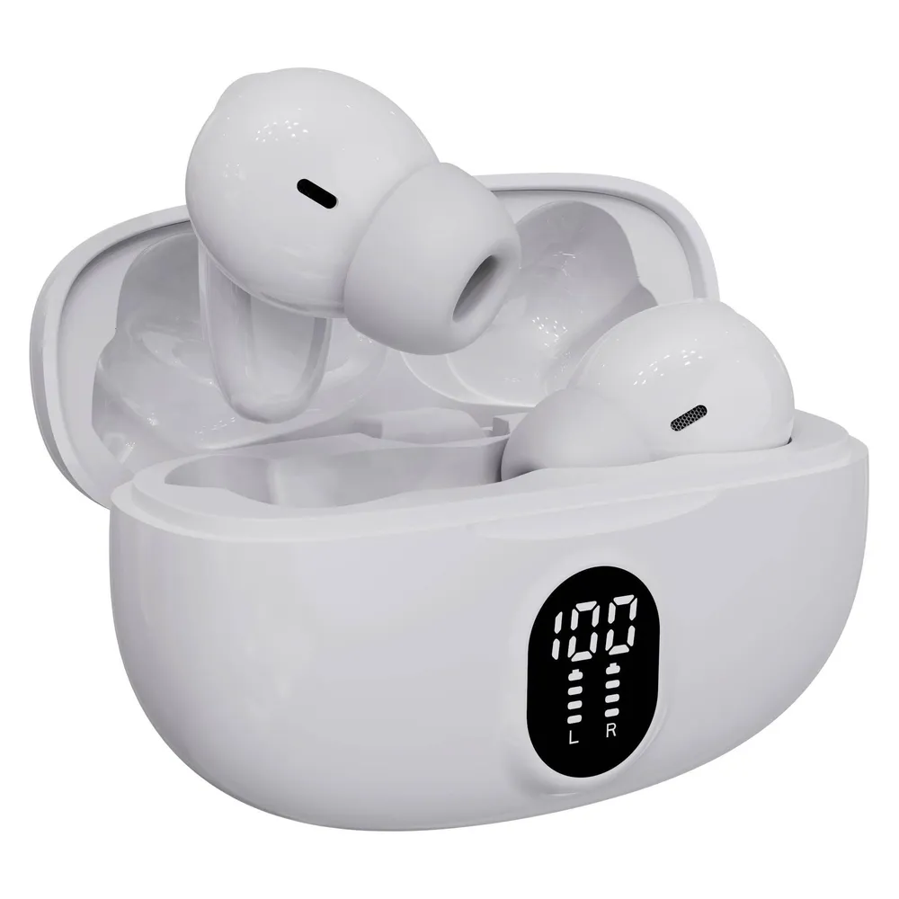 Denver TWE-57W kabellose Bluetooth 5.3 Kopfhörer mit Touch-Steuerung und Mikrofon weiß