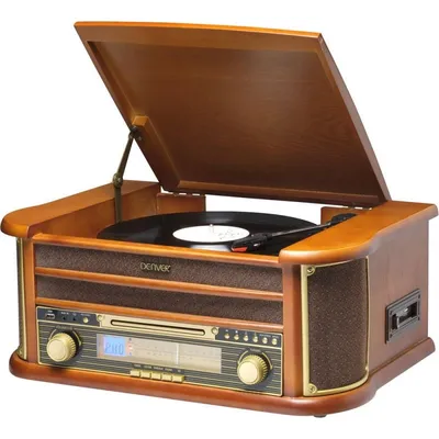 Denver MCR-50MK3 Mikrosystem mit Plattenspieler/Kassette/USB/MP3 5W Holz