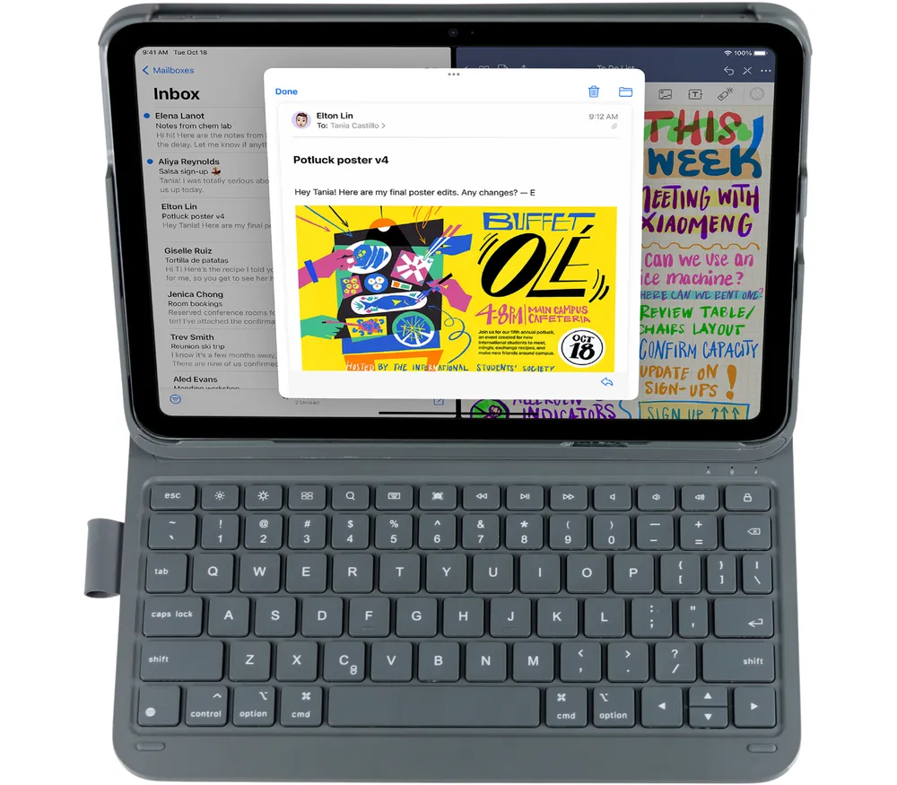 DEQSTER Slim PRO Keyboard iPad 10,9" (10. Gen.), iPad Air (4./5. Gen), iPad Pro 11" (1.-4. Gen), Space Grau, Bluetooth, Deutsch