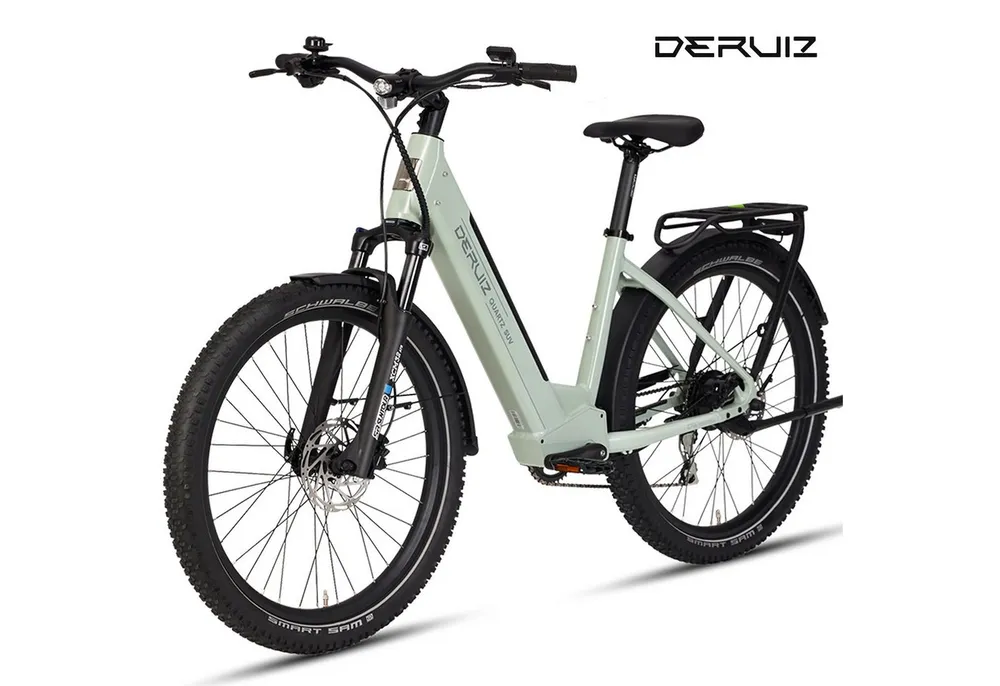DERUIZ E-Bike 28 Zoll, Quartz SUV, 160 km, Drehmomentsensor, Bluetooth & APP, 8 Gang SHIMANO, Kettenschaltung, Heckmotor, 644 Wh, (LCD-Farb-Display, 120 Lux Frontlicht, Lockout-Federgabel, 5 Stufen), Elektrofahrrad, bis zu ca. 140kg, RH: 46 cm, hydr. Scheibenbremsen