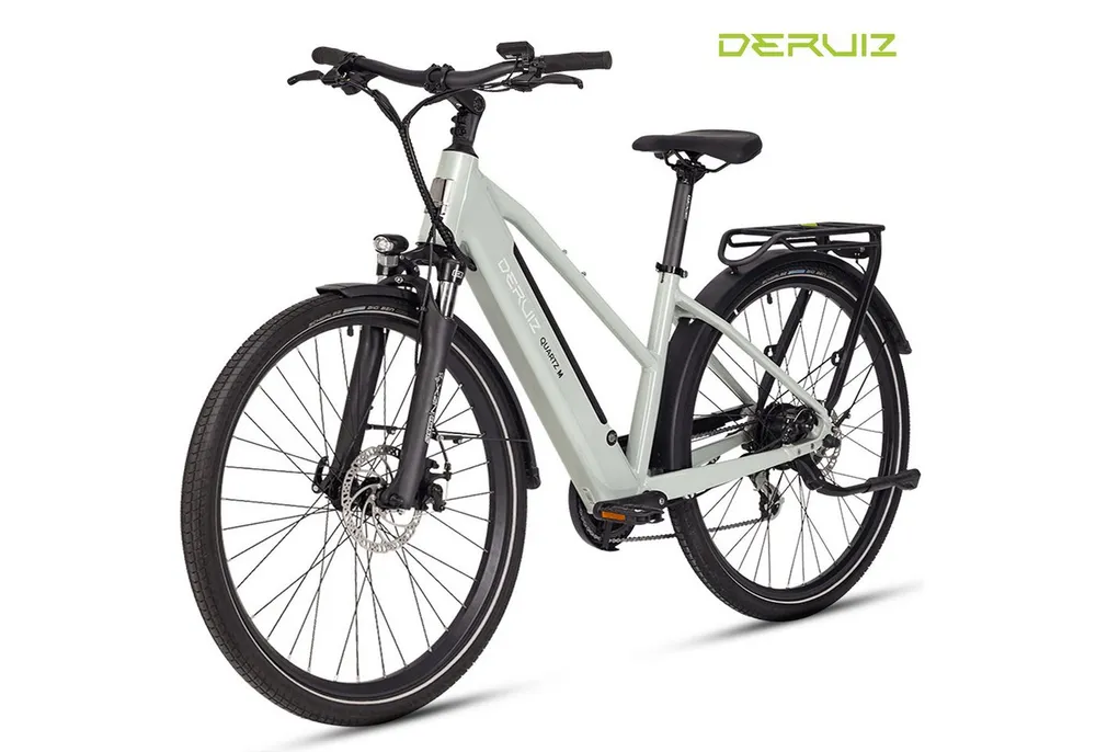 DERUIZ E-Bike Cityrad 28 Zoll, 120 km Reichweite, Lockout-Federgabel, 5 Stufen, Bluetooth, 8 Gang SHIMANO Altus Schaltwerk, Kettenschaltung, Heckmotor, 483 Wh, (Einheitsgröße 44 cm, hydr. Scheibenbremse, Trapezrahmen), Drehmomentsensor, bis zu 170 kg, Elektrofahrrad für Damen Herren