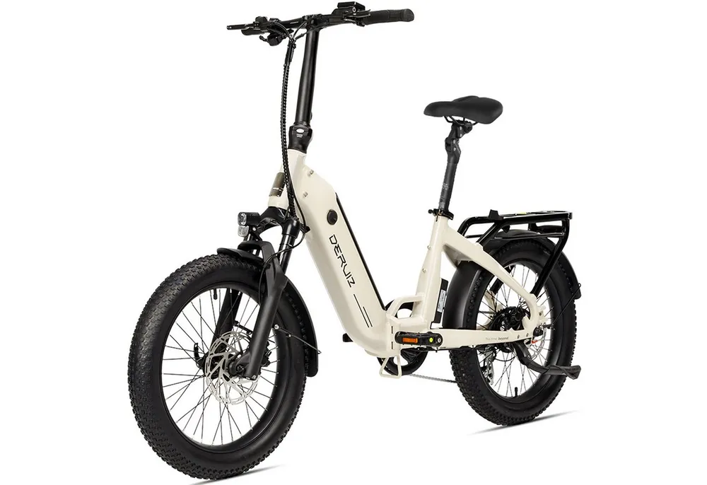 DERUIZ E-Bike Klapprad 20x3,0 Zoll, max. 140km, Federsattelstütze, 5 Stufen, mit Bluetooth, 8 Gang SHIMANO SHIMANO ALTUS 11-32T Schaltwerk, Kettenschaltung, Heckmotor, 500 Wh, (mit Akku-Ladegerät, mit Werkzeug), RH:36cm, Bremslicht, Gepäckträger (max.50kg), hydraulische Bremsen