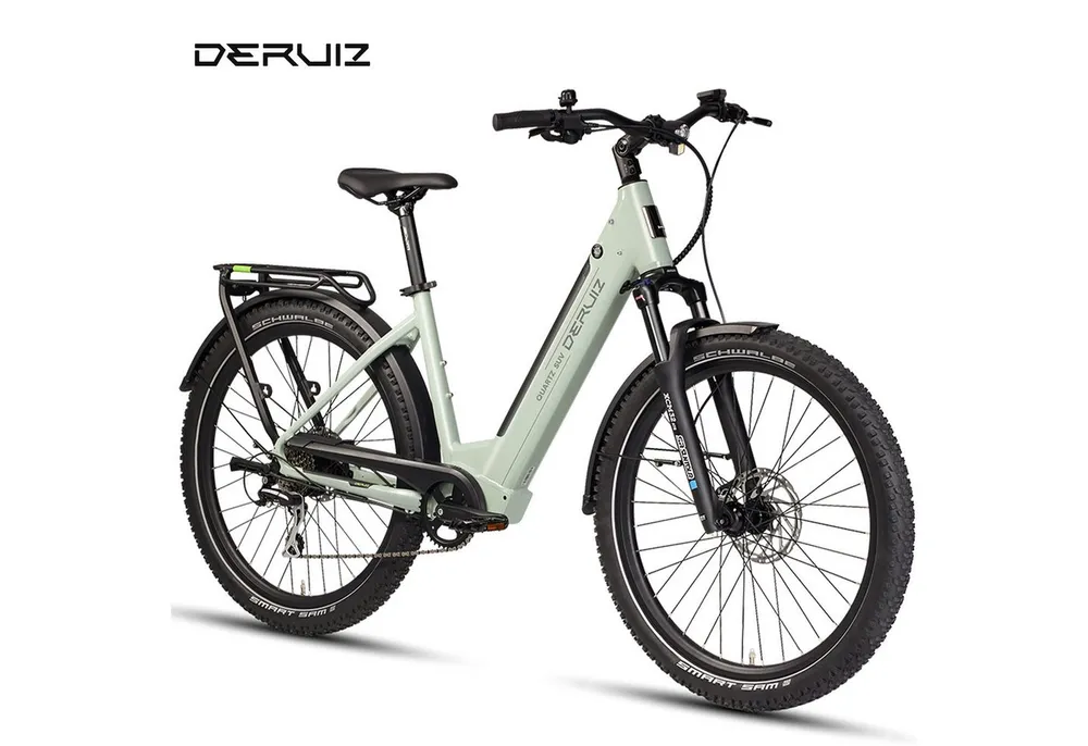DERUIZ E-Bike Trekkingrad 28 Zoll, Quartz M/2.0/SUV, 120-160km, Drehmomentsensor, Bluetooth+APP, 8 Gang SHIMANO Acera RD-M360 SGS Schaltwerk, Kettenschaltung, Hinterradmotor, 644 Wh, SUV, Tiefeinsteiger, RH: 46cm, Elektrofahrrad für Damen und Herren
