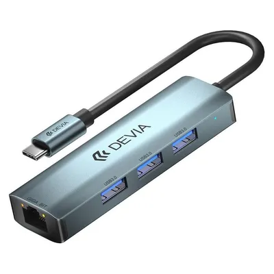 Devia Adapter HUB USB-C 3.1 auf 4x USB 3.0 dunkelgrau