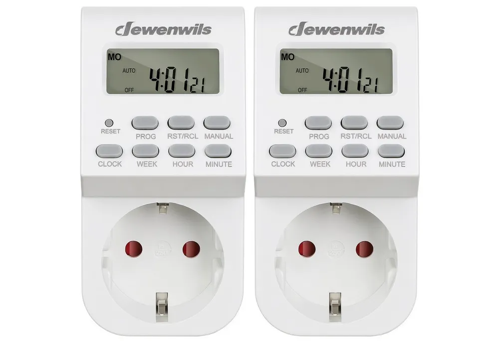DEWENWILS Zeitschaltuhr Digitale Zeitschaltuhr Steckdose für Beleuchtung, Kaffeemaschine, digital, 2er Set, LCD-Display
