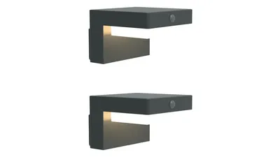 2er Set Solar-Wandleuchte mit PIR, Gun Grey