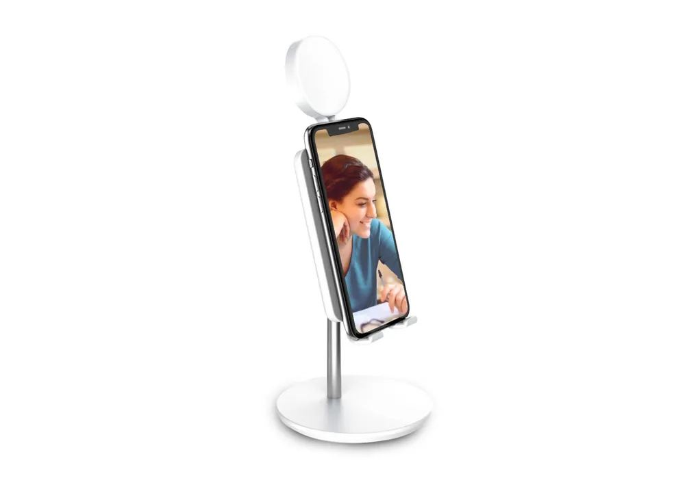 DigiPower Smartphone-Halterung Shine Smartphone-Ständer mit 3" Ringlicht, höhenverstellbar, (Multi-Winkel)