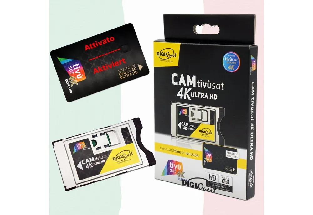 DIGIQuest 4K UHD Black TivuSat Card & 4K Ultra HD SmartCam (aktiviert) SAT-Receiver