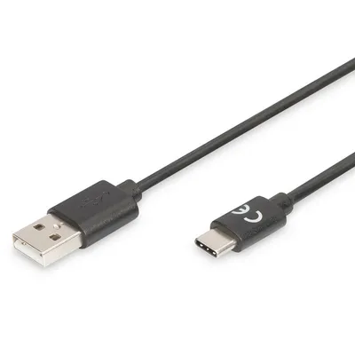Digitus AK-300154-010-S USB Kabel USB 2.0 1 m 2 x USB A USB C Schwarz