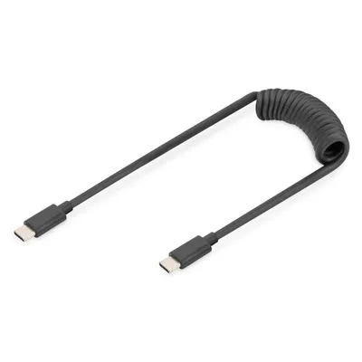 Kabel USB Digitus USB-C auf USB-C 1 m 60W PD Spirale Schwarz
