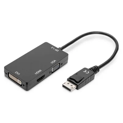 DisplayPort 3-in-1-Adapter Digitus 0,2 m zu HDMI, DVI und VGA