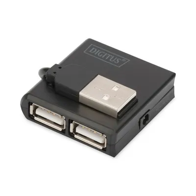 Hub Digitus 4 Ports USB 2.0 480 Mbps kompakt und tragbar schwarz
