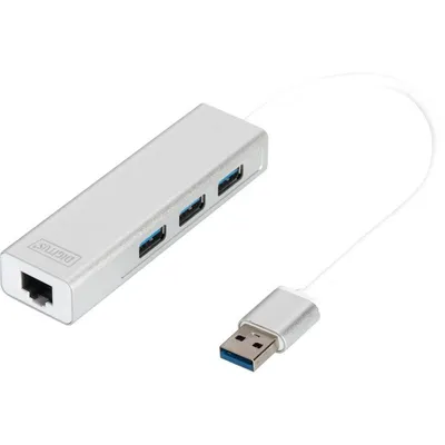 Digitus DA-70250-1 laptop-dockingstation & portreplikator USB 3.2 Gen 1 (3.1 Gen 1) Type-A Silber, Weiß