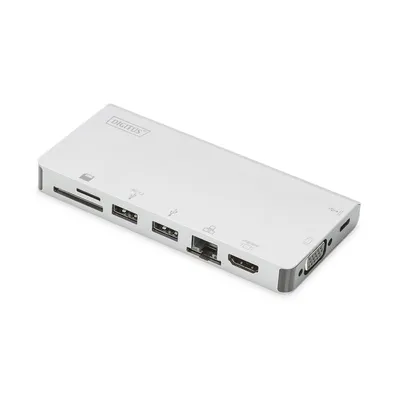 Digitus DA-70866 laptop-dockingstation & portreplikator Kabelgebunden USB 3.2 Gen 2 (3.1 Gen 2) Type-C Silber