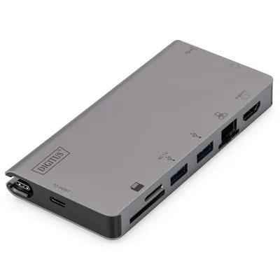 Digitus DA-70877 laptop-dockingstation & portreplikator Kabelgebunden USB 3.2 Gen 1 (3.1 Gen 1) Type-C Grau