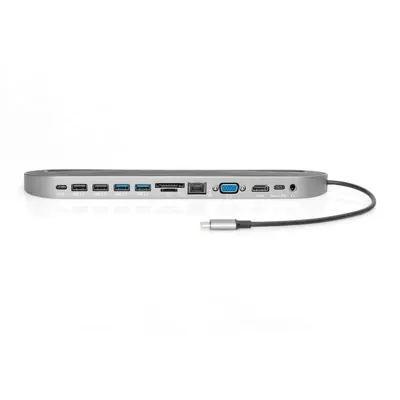 Digitus DA-70888 laptop-dockingstation & portreplikator Kabelgebunden USB 3.2 Gen 1 (3.1 Gen 1) Type-C Aluminium, Schwarz