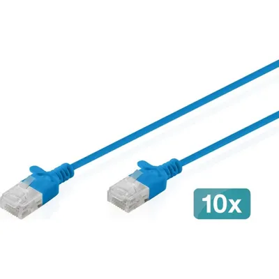 Netzwerkkabel Digitus CAT6 U/UTP Slim 0.30m Blau 10 Stück