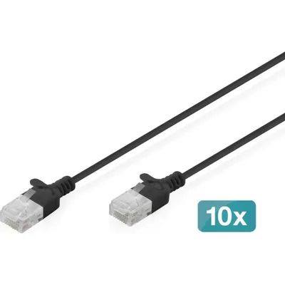 Digitus CAT6 U/UTP Slim Netzwerkkabel 0.5m Schwarz 10 Einheiten