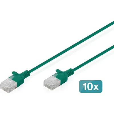 Netzwerkkabel Digitus CAT6 U/UTP Slim 0.5m Grün 10 Einheiten
