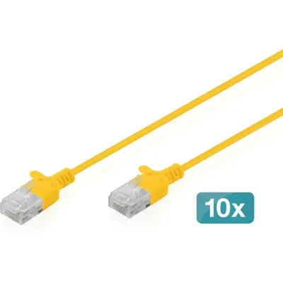 Netzwerkkabel Digitus CAT6 U/UTP Slim 0.5m Gelb Pack 10 Einheiten