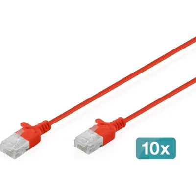 Netzwerkkabel Digitus CAT6 U/UTP Slim 10x1,5m Rot