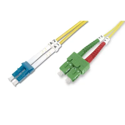 Glasfaserkabel Digitus SC APC auf LC PC Singlemode OS2 1 m Duplex gelb