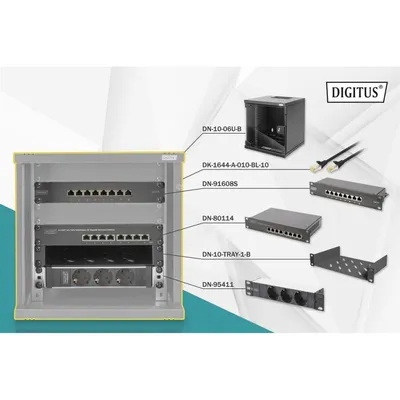 Rackschrank Digitus 254 mm 6U Komplettset Wandmontage Gigabit CAT6