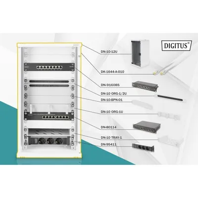 Netzwerkschrank Digitus 12U 10 Zoll 312 x 300 mm Grau