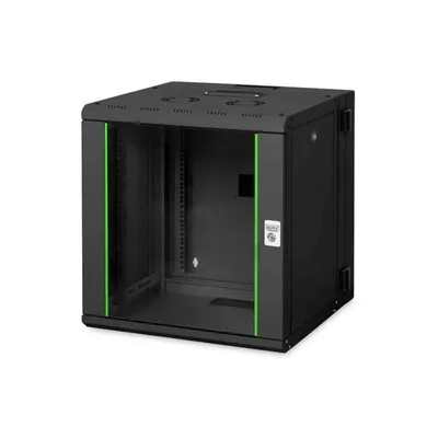 Rackschrank Digitus Unique 12U 80kg Schwarz Stahl Glastür Sicher