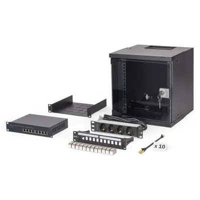 Rackschrank Digitus SOHO Pro 6U 10 Zoll Komplettset mit Zubehör