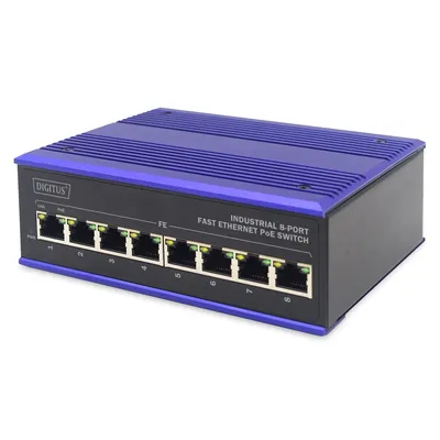 Digitus DN-650108 Netzwerk-Switch L2 Fast Ethernet (10/100) Schwarz, Blau