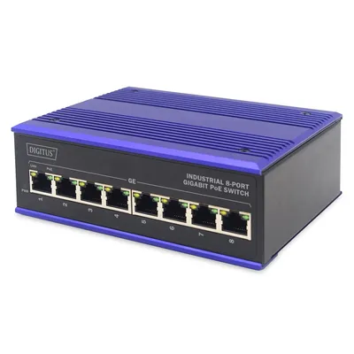Digitus DN-651121 Netzwerk-Switch L2 Gigabit Ethernet (10/100/1000) Power over Ethernet (PoE) Schwarz, Blau