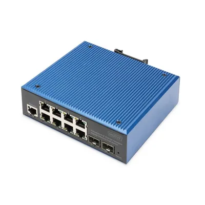 Industrieller Gigabit Ethernet PoE+ Managed Switch L2 8+2 Ports Digitus DN-651157