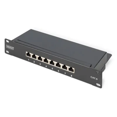Patchpanel Digitus CAT 6 geschirmt 8 Ports 1U Rack 10 Zoll