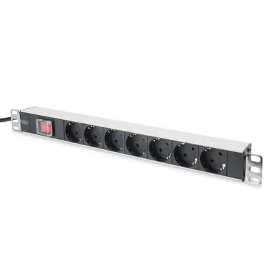 Steckdosenleiste Digitus 7 Steckplätze mit Schalter und Aluminiumprofil 2 m