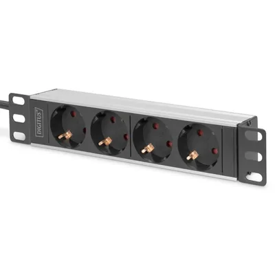 Steckdosenleiste Digitus 10" 4 Steckplätze Typ F kompakt Aluminium 2 m Kabel