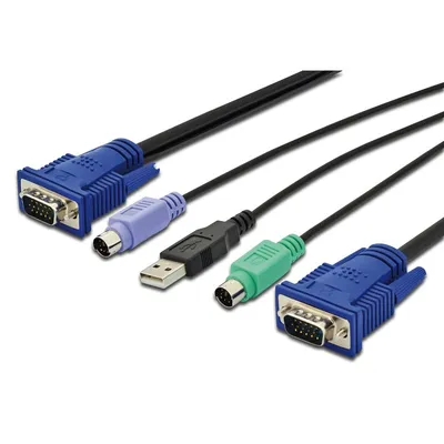 Digitus DS-19233 Tastatur/Video/Maus (KVM)-Kabel Mehrfarbig, Schwarz 5 m
