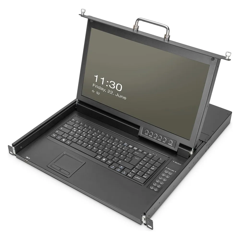 Digitus Modulare 43,2cm (17") HD LCD TFT Konsole mit 8 Port Cat5 KVM 8 Cat5 VGA Dongle