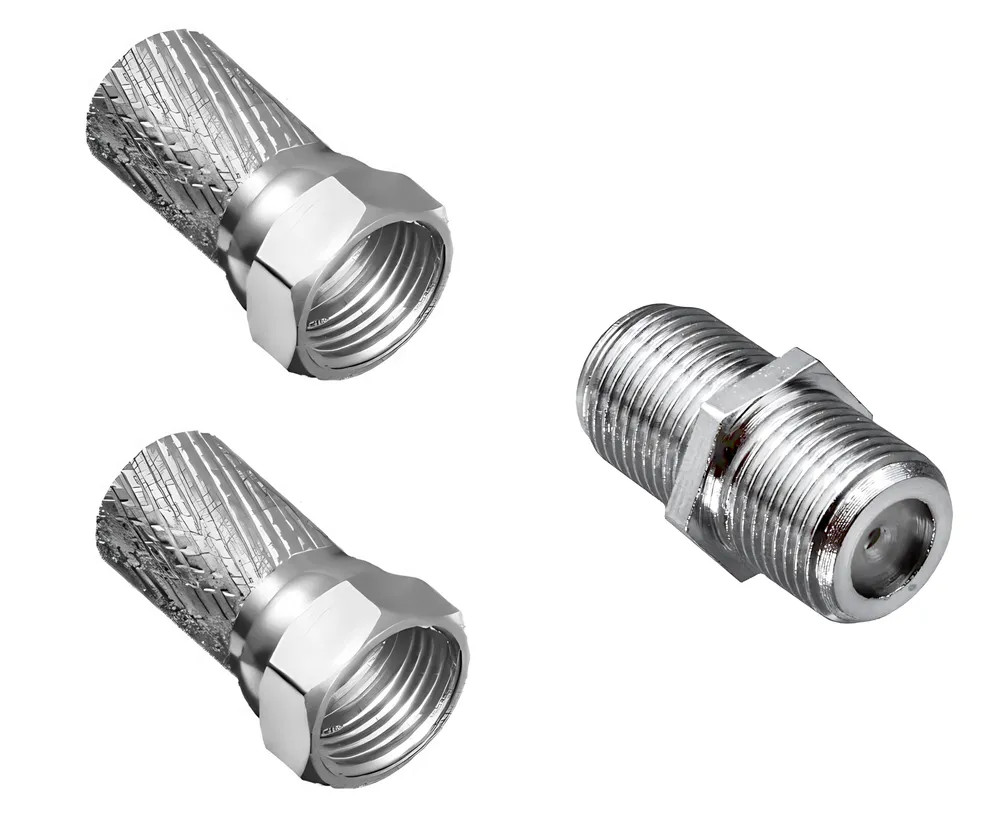 2x Aufdreh-F-Stecker, 1x F-Verbinder in DINIC Box