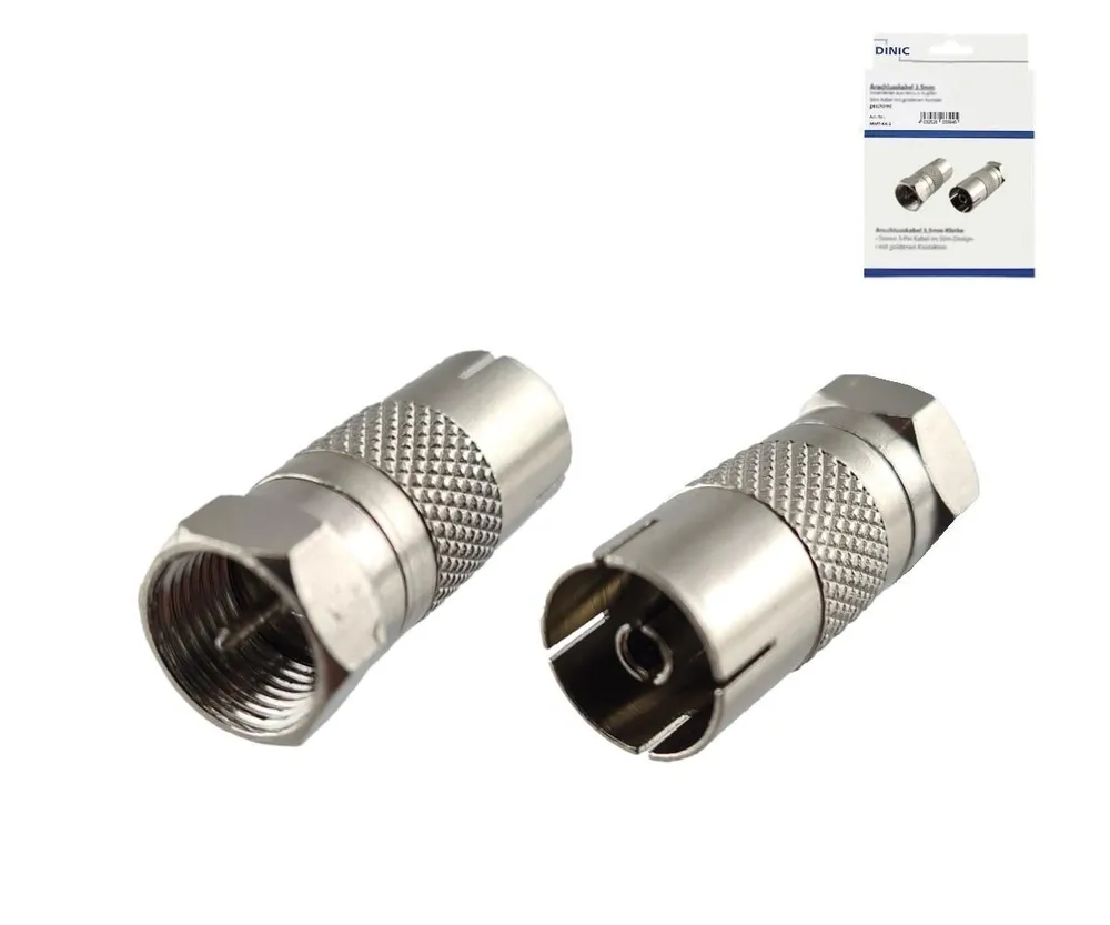 Adapter F-Stecker auf Koax-Kupplung, SAT Stecker auf ANT Kupplung, Vollmetall