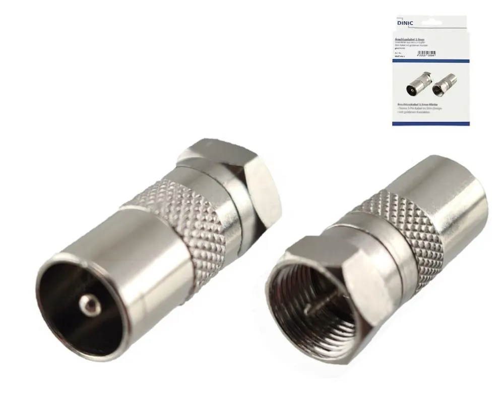 Adapter Koax-Stecker auf SAT-Stecker, ANT-Stecker auf SAT-Stecker, Vollmetall