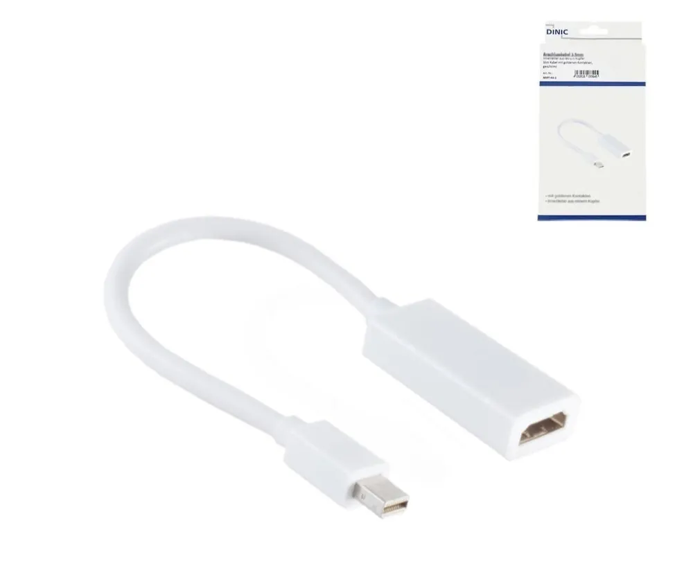 Adapter Mini DisplayPort Stecker auf HDMI-A Buchse, weiß, 0,15m