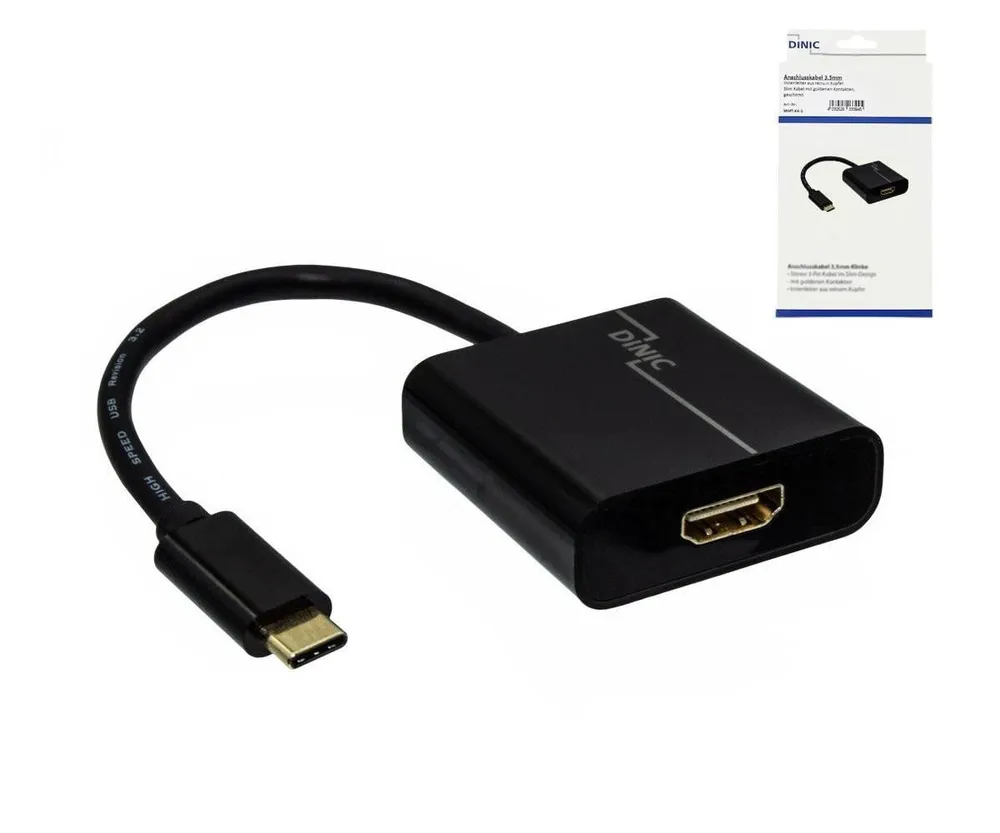 Adapter, USB-C-Stecker auf HDMI-Buchse, 4K, 60 Hz, Schwarz