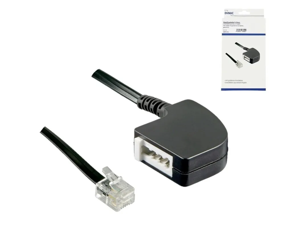 Adapterkabel RJ11 Stecker auf TAE-F Buchse, schwarz, Länge 0,20m Telefonzubehör