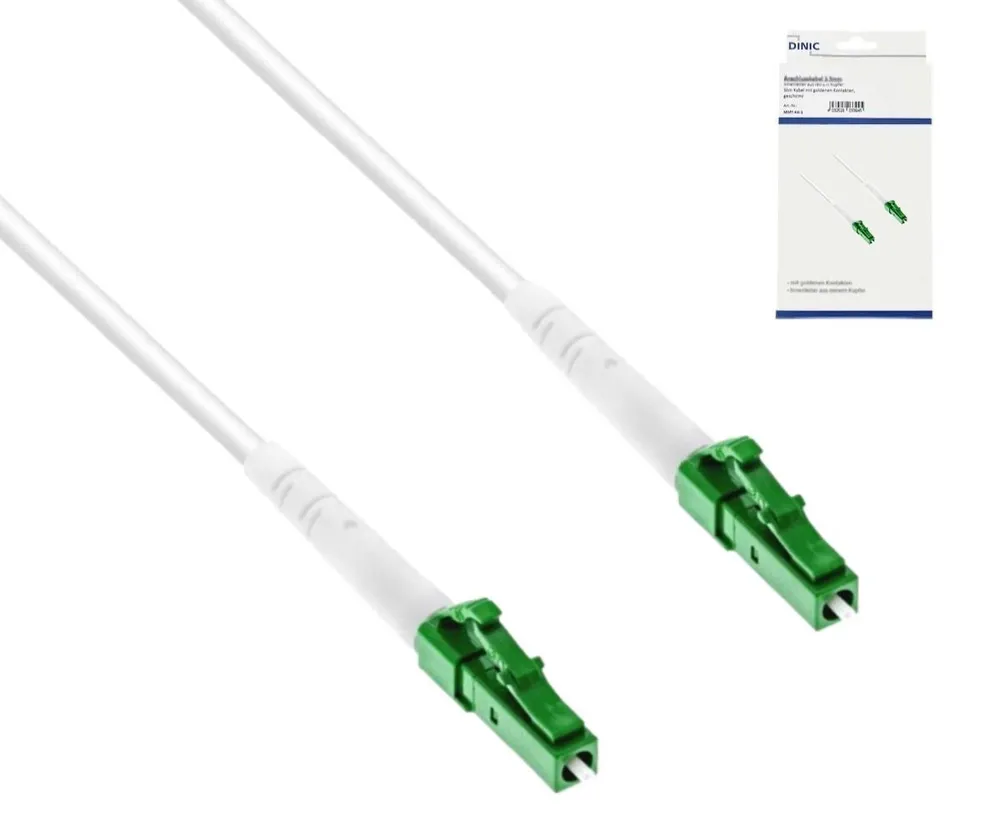 Anschlusskabel für Glasfaser-Router, Simplex, OS2, LC/APC 8° auf LC/APC 8° 30m