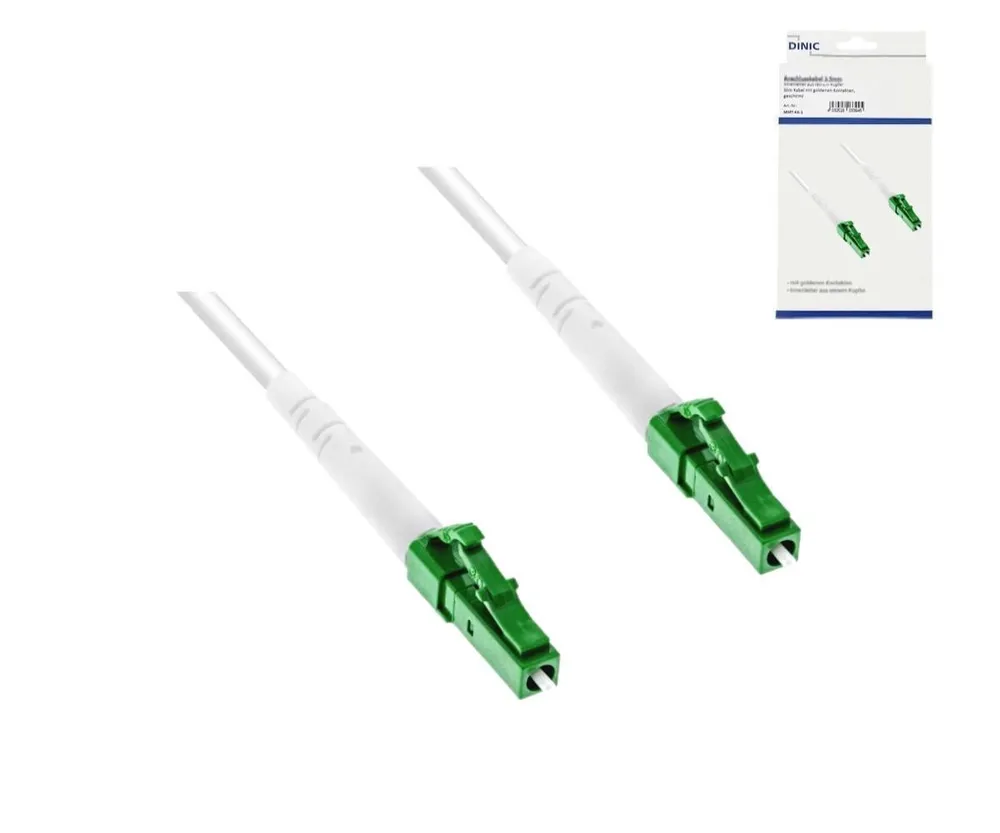 Anschlusskabel für Glasfaser-Router, Simplex, OS2, LC/APC 8° auf LC/APC 8° 10m